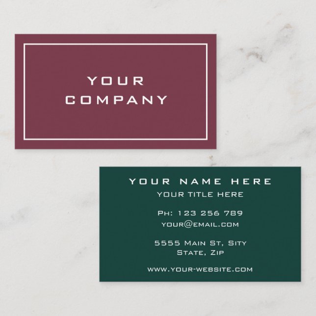 Modern Your Colours Personalised Business Card (Front/Back)