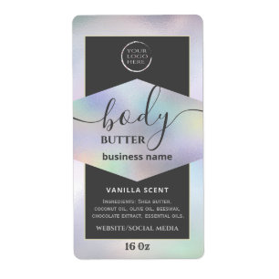 Modern your logo holographic script body butter  l
