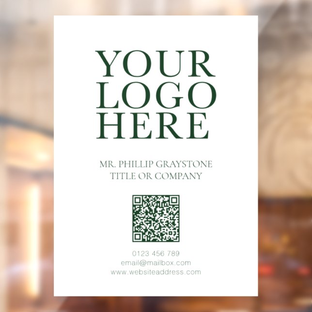 Modern Your Logo Image Green & White QR Code (Sheet 2)