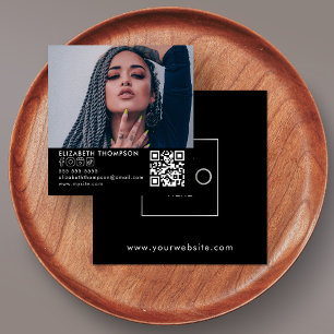 Modern Your Logo QR Code Trendy Social Media Photo Square Business Card