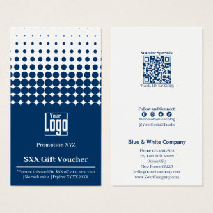 Modern Your Promotion Blue White Gift Voucher Card
