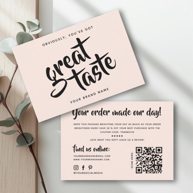 Modern you've got great taste qr code thank you business card (Creator Uploaded)