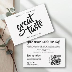 Modern you've got great taste qr code thank you business card