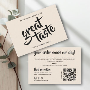 Modern you've got great taste qr code thank you business card