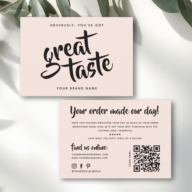 Modern you've got great taste qr code thank you card (Creator Uploaded)