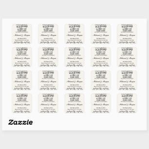 Modern Zam Zam Water Nikah Muslim Wedding Favour Square Sticker