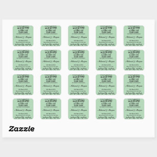 Modern Zam Zam Water Nikah Muslim Wedding Favour Square Sticker