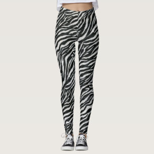 Modern Zebra black white Leggings