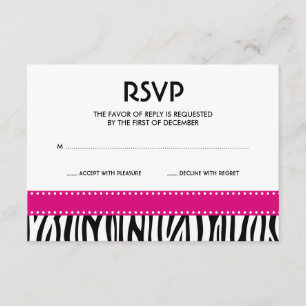 Modern Zebra Dots Pink Black Response Card