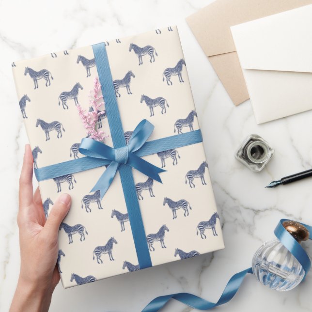 Modern Zebra Line Art Drawing Pattern Unique  Wrapping Paper (Gifting)