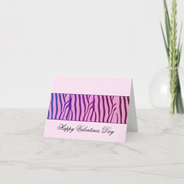 Modern Zebra Pattern Valentines Holiday Card (Front)