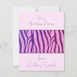 Modern Zebra Print Birthday Invitation