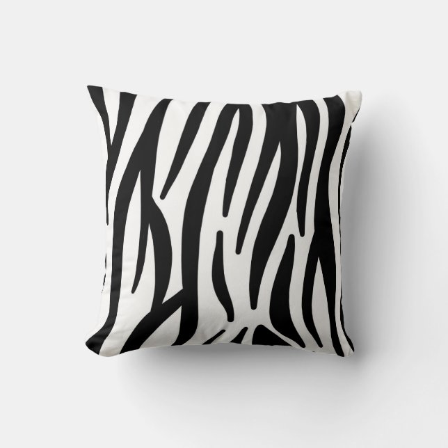 Modern Zebra Print Cotton Throw Pillow - Natural F (Front)
