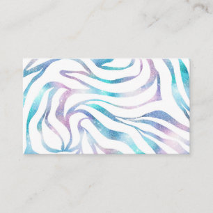 Modern Zebra Print Glam Blue Purple Glitter Business Card