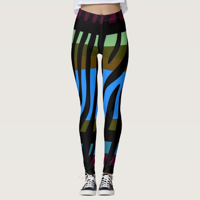 Modern Zebra Print Pattern #3 Leggings (Front)