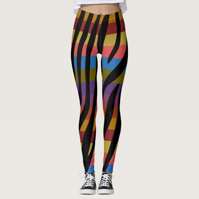 Modern Zebra Print Pattern #4 Leggings (Front)