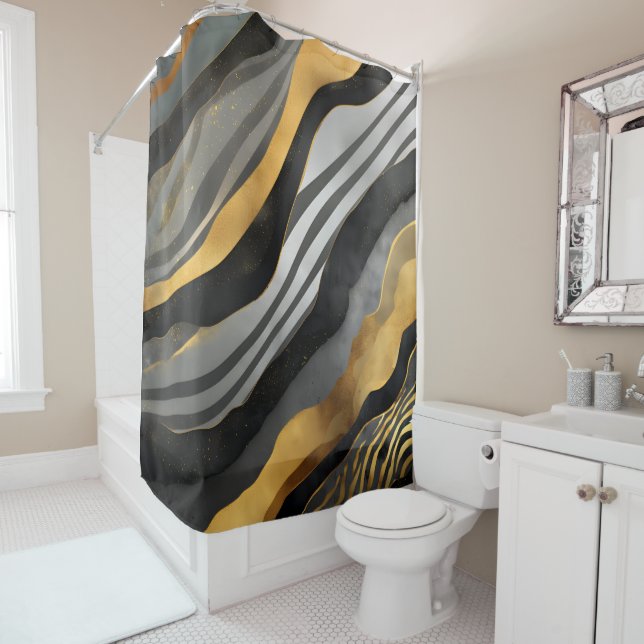 modern zebra print pattern  shower curtain (In Situ)