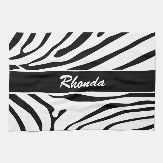 Modern Zebra Print Tea Towel (Horizontal)