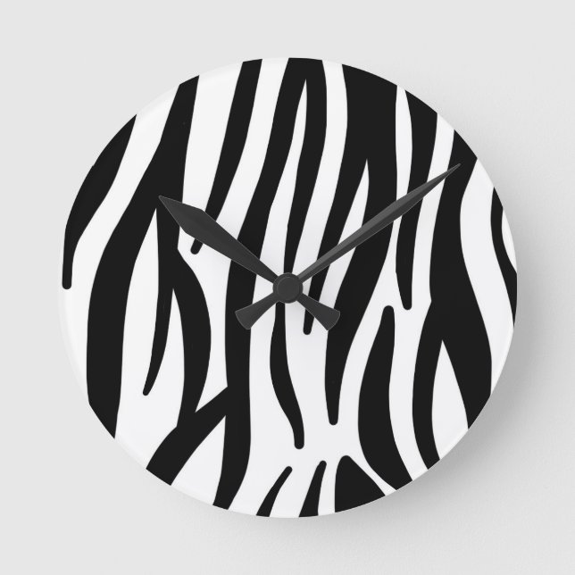 Modern Zebra Print Wall Clock - Bold Abstract Anim (Front)