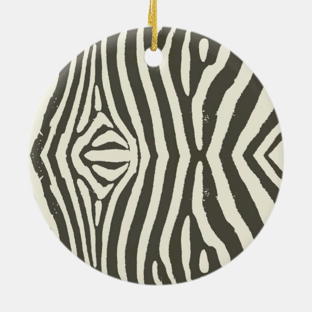 Modern Zebra Stripe Animal Print Pattern Ceramic Tree Decoration (Back)