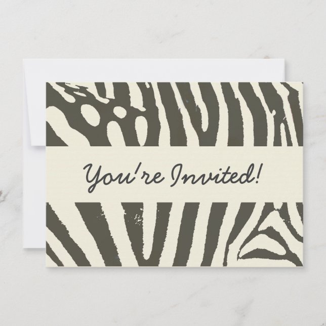 Modern Zebra Stripe Animal Print Pattern Invitation (Front)