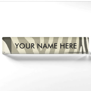 Modern Zebra Stripe Animal Print Pattern Nameplate