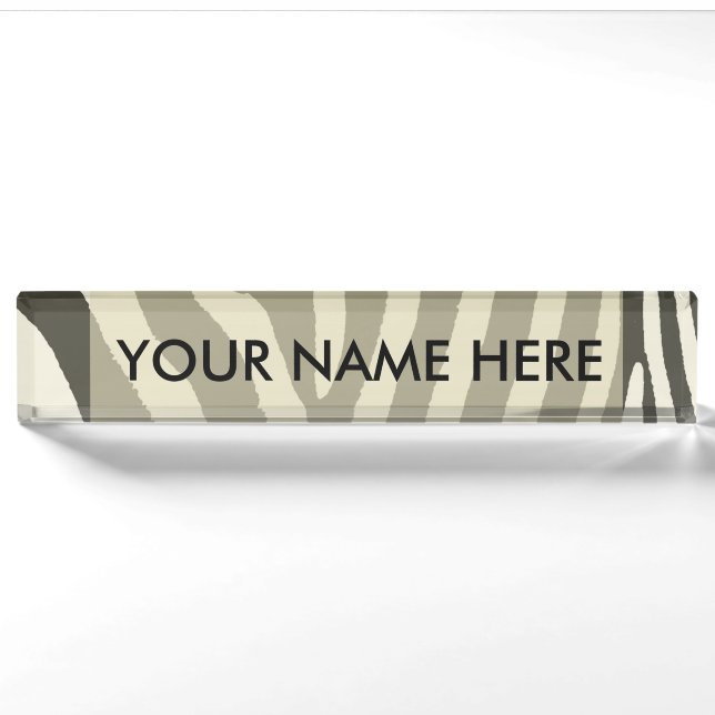 Modern Zebra Stripe Animal Print Pattern Nameplate (Front)