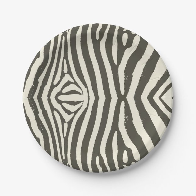 Modern Zebra Stripe Animal Print Pattern Paper Plate (Front)