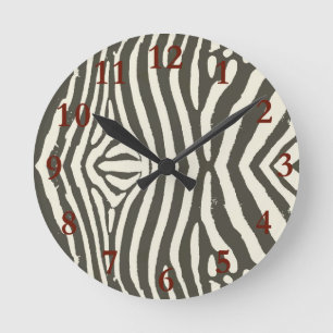 Modern Zebra Stripe Animal Print Pattern Round Clock