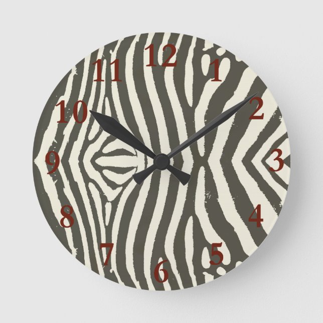 Modern Zebra Stripe Animal Print Pattern Round Clock (Front)