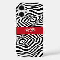 Modern Zebra Stripe iPhone Case – Bold Monogram