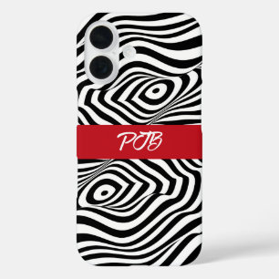 Modern Zebra Stripe iPhone Case – Bold Monogram
