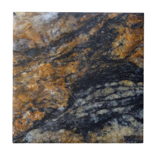 Modern Zen Black and Gold Quartzite Crystal Print Tile