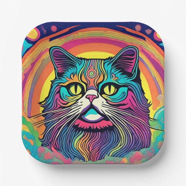 Modern Zen Cat  Paper Plate (Front)