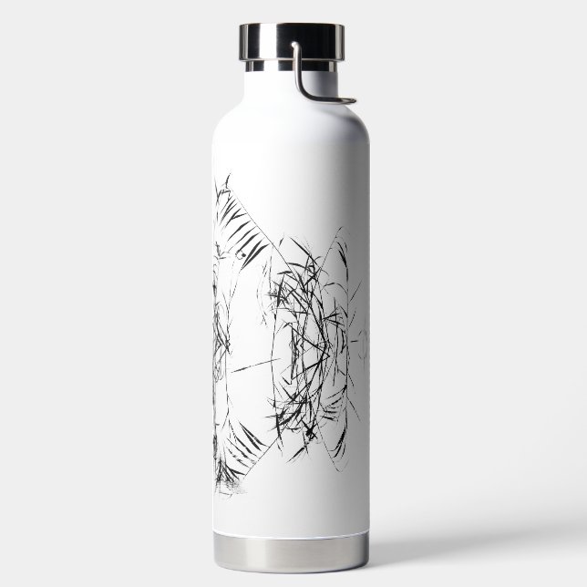 Modern Zen Ink Style Reeds Personalized Water Bottle (Left)