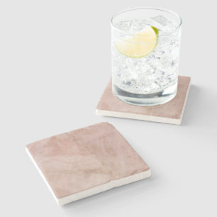 Modern Zen Pink Rose Quartz Marble Print Stone Coaster