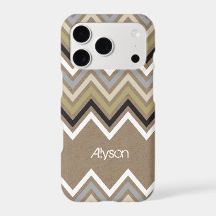 Modern Zig Zag Chevron Pattern & Brown Kraft Paper