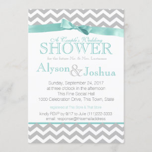 Modern Zigzag Aqua Wedding Shower Invitation
