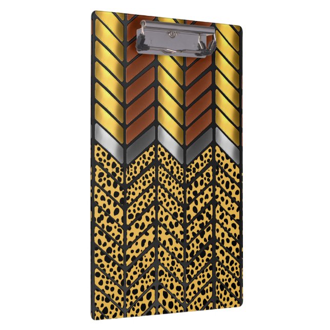 Modern Zigzag Chevron Cheetah Animal Print Clipboard (Right)