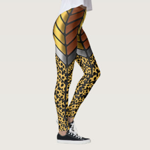 Modern Zigzag Chevron Cheetah Animal Print Leggings