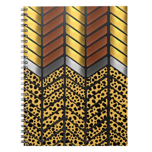 Modern Zigzag Chevron Cheetah Animal Print Notebook (Front)