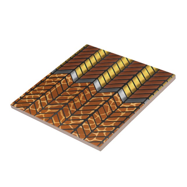 Modern Zigzag Chevron Giraffe Animal Print Tile (Side)