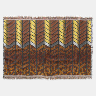Modern Zigzag Chevron Jaguar Animal Print Throw Blanket