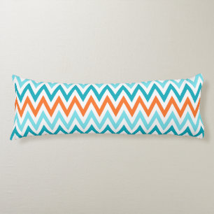 Modern ZigZag Chevron Orange Aqua Blue Pattern Body Cushion
