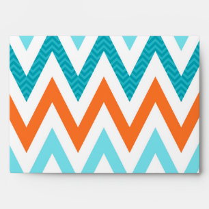 Modern ZigZag Chevron Orange Aqua Blue Pattern Envelopes