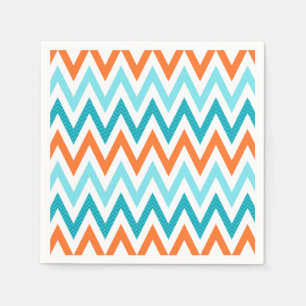 Modern ZigZag Chevron Orange Aqua Blue Pattern Napkin