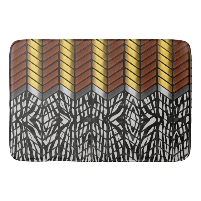 Modern Zigzag Chevron Zebra Animal Print Bath Mat (Front)