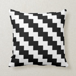 Modern Zigzag in Black and White Cushion
