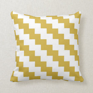 Modern Zigzag in Mustard and White Cushion