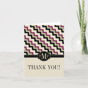 Modern ZigZag Monogram Thank You Card